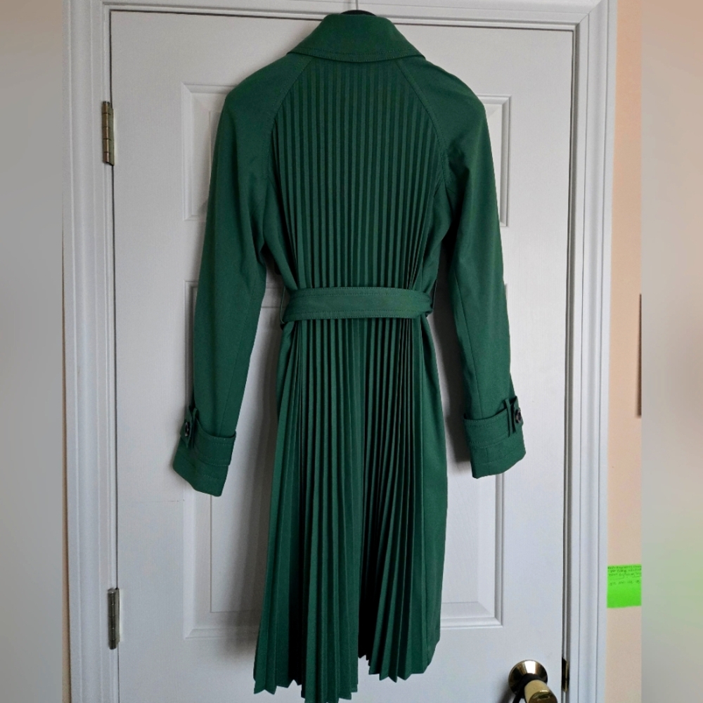 Ann Taylor pleated back trench coat green 💚 NWT Sz XSP